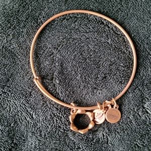 Gold Alex and Ani crown bracelet with jewels